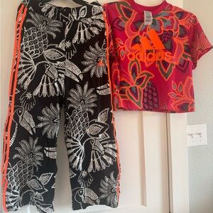 Adidas Black and Pink Floral Set